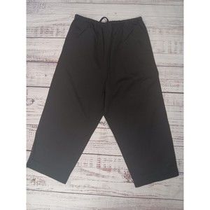 EXCITATION Crop Pants Women's Small Black Embroidered Palm Tree 100% Cotton